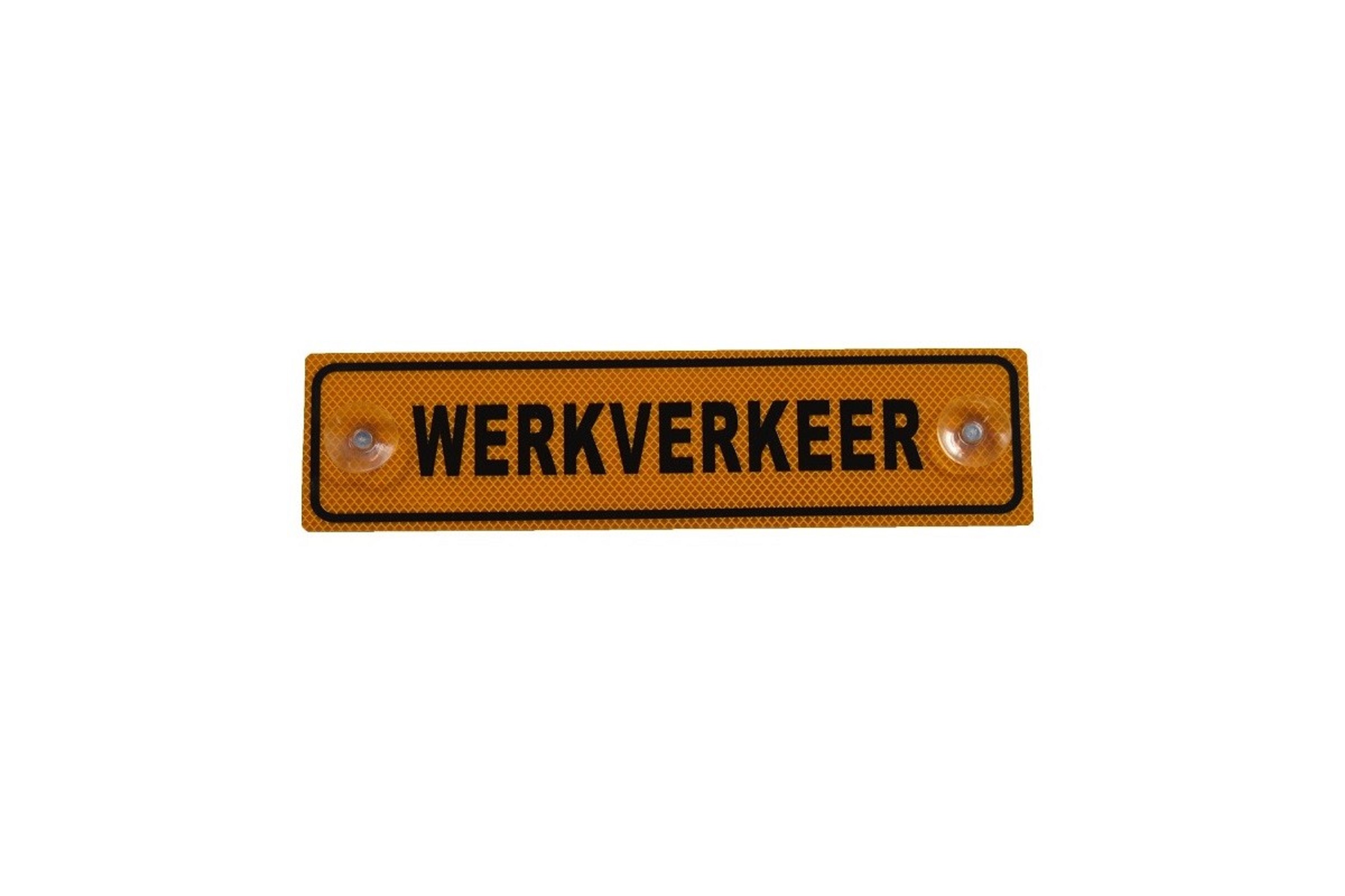 Bord WERKVERKEER 40x11 met zuignappen - HI reflecterend