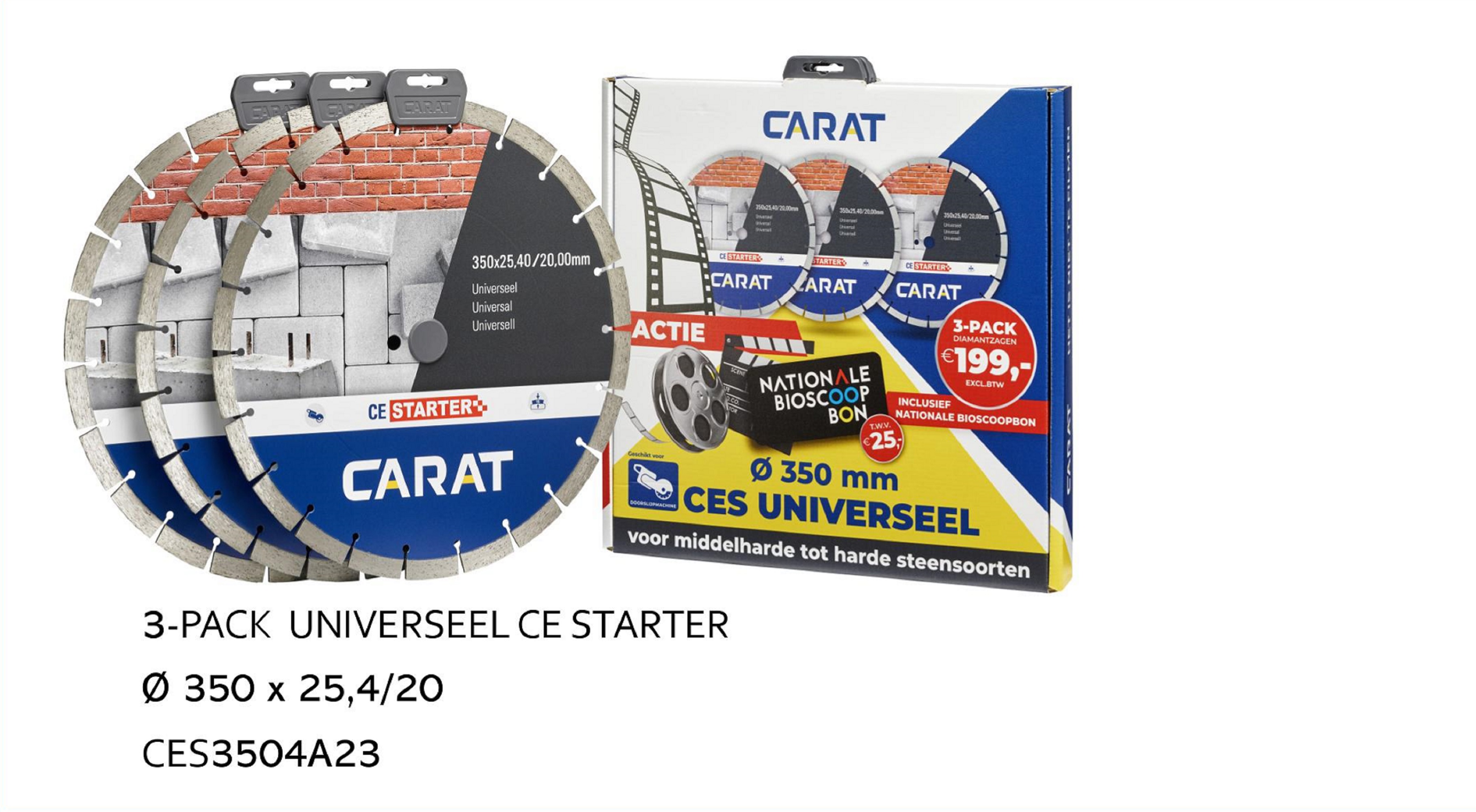 Zaagblad 350 x 25,4 Carat CE starter (doorsl.), 3 pack actie